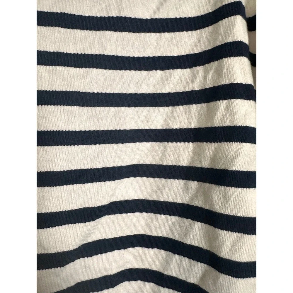 J.Crew Mariner Cloth Boatneck T-Shirt Ivory Navy Blue‎ Stripe Classic Fit XS